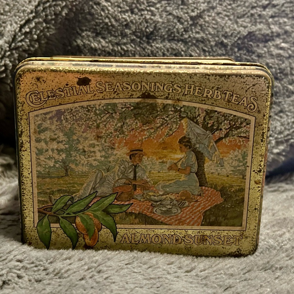 Vintage Celestial Seasonings "Almond Sunset" Herb Tea Tin